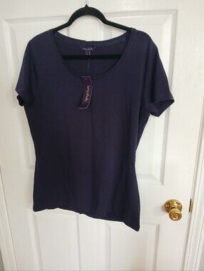 long tall sally Navy Scoop Neck Short Sleeve Jersey Tee Basic Cotton NWT